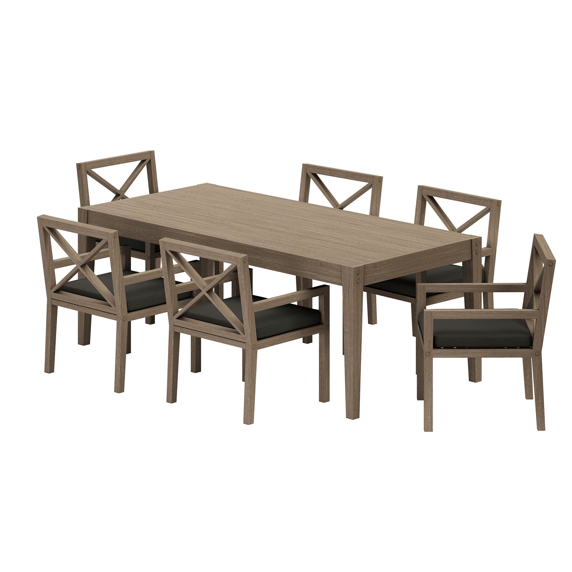 Northlake 7-Piece Outdoor Patio Teak Wood Dining Set - Weathered Gray Flint