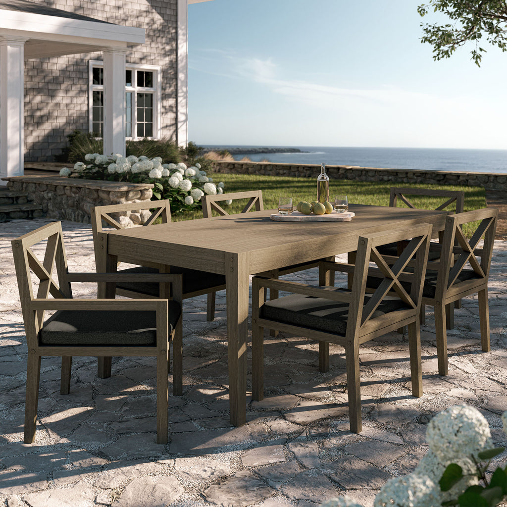 Northlake 7-Piece Outdoor Patio Teak Wood Dining Set - Weathered Gray Flint