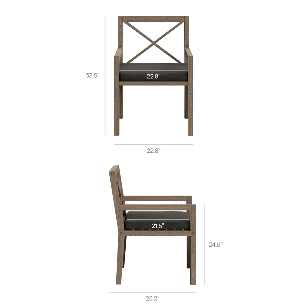 Northlake 7-Piece Outdoor Patio Teak Wood Dining Set - Weathered Gray Flint