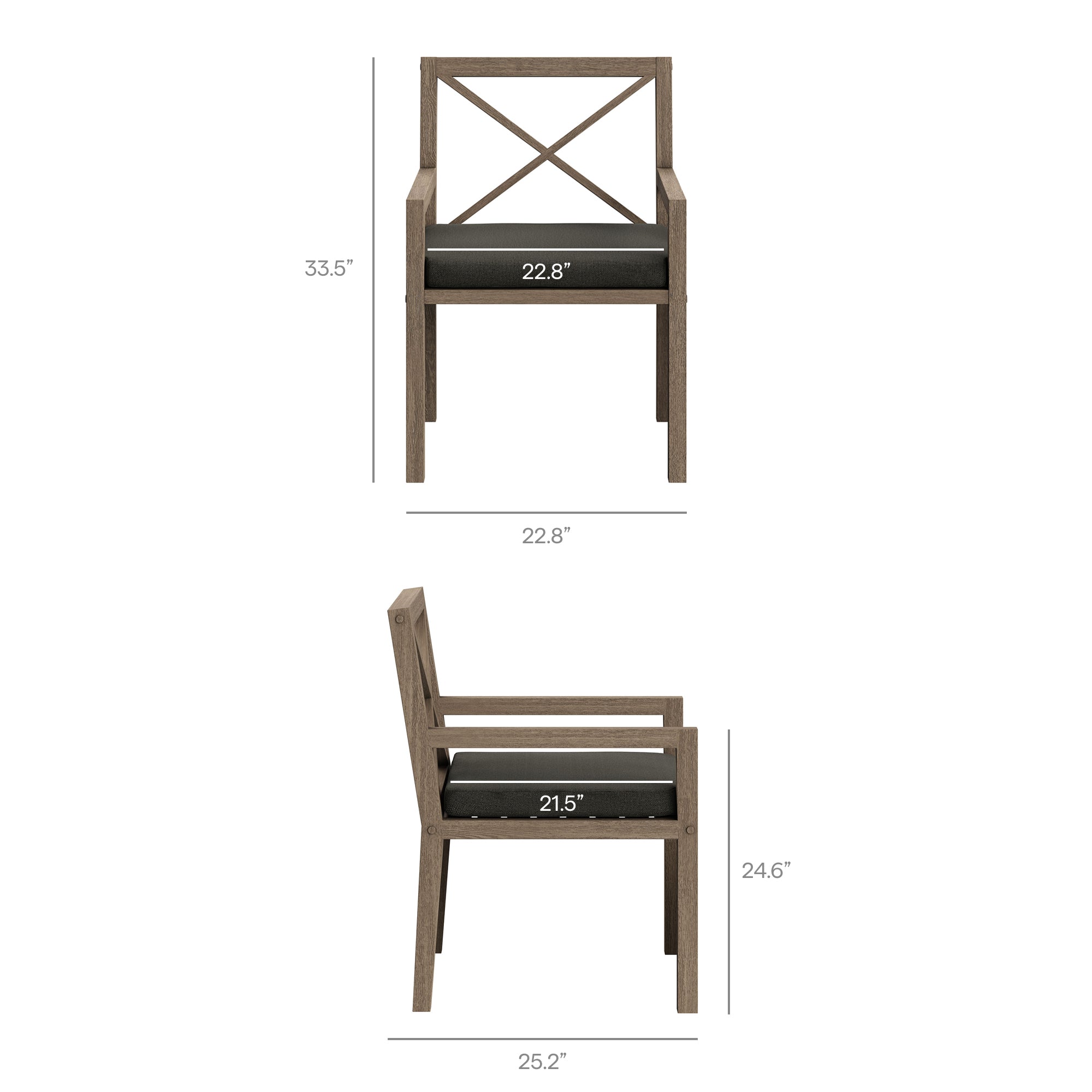 Northlake 7-Piece Outdoor Patio Teak Wood Dining Set - Weathered Gray Flint