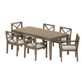 Northlake 7-Piece Outdoor Patio Teak Wood Dining Set - Weathered Gray Pebble