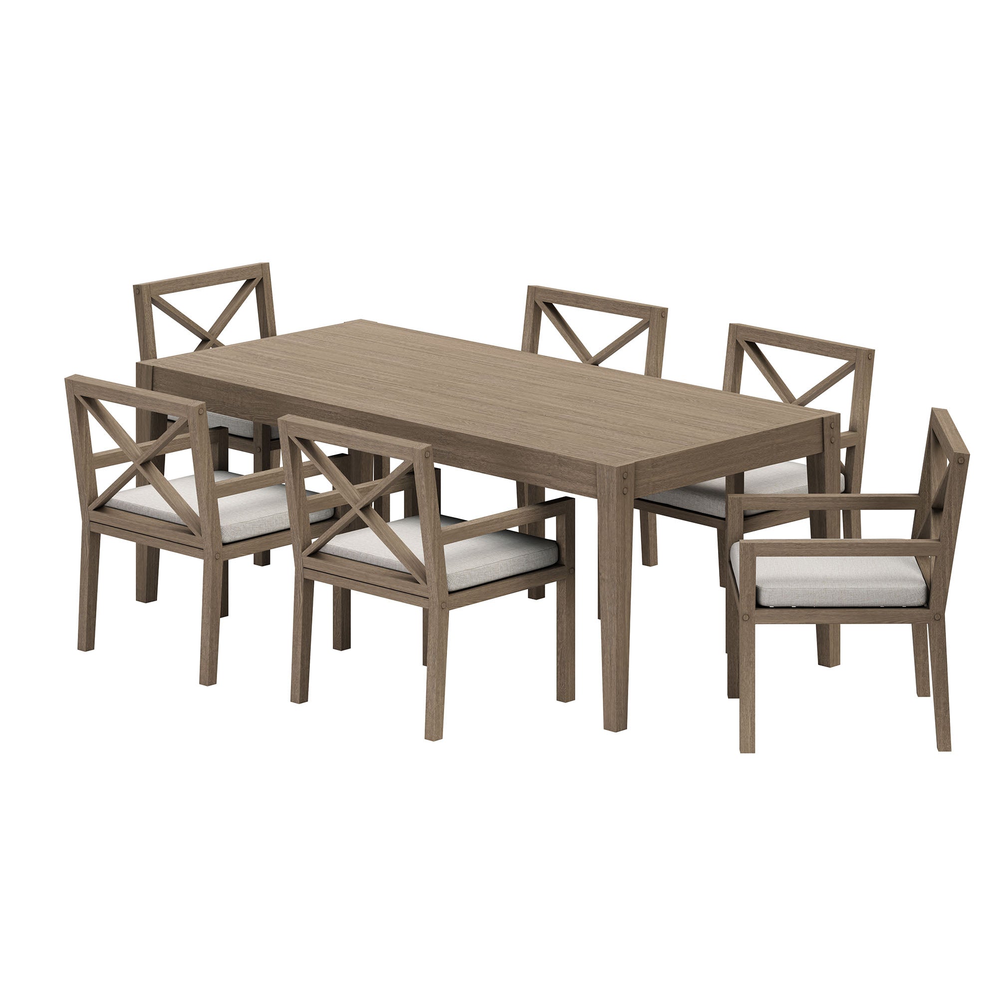 Northlake 7-Piece Outdoor Patio Teak Wood Dining Set - Weathered Gray Pebble