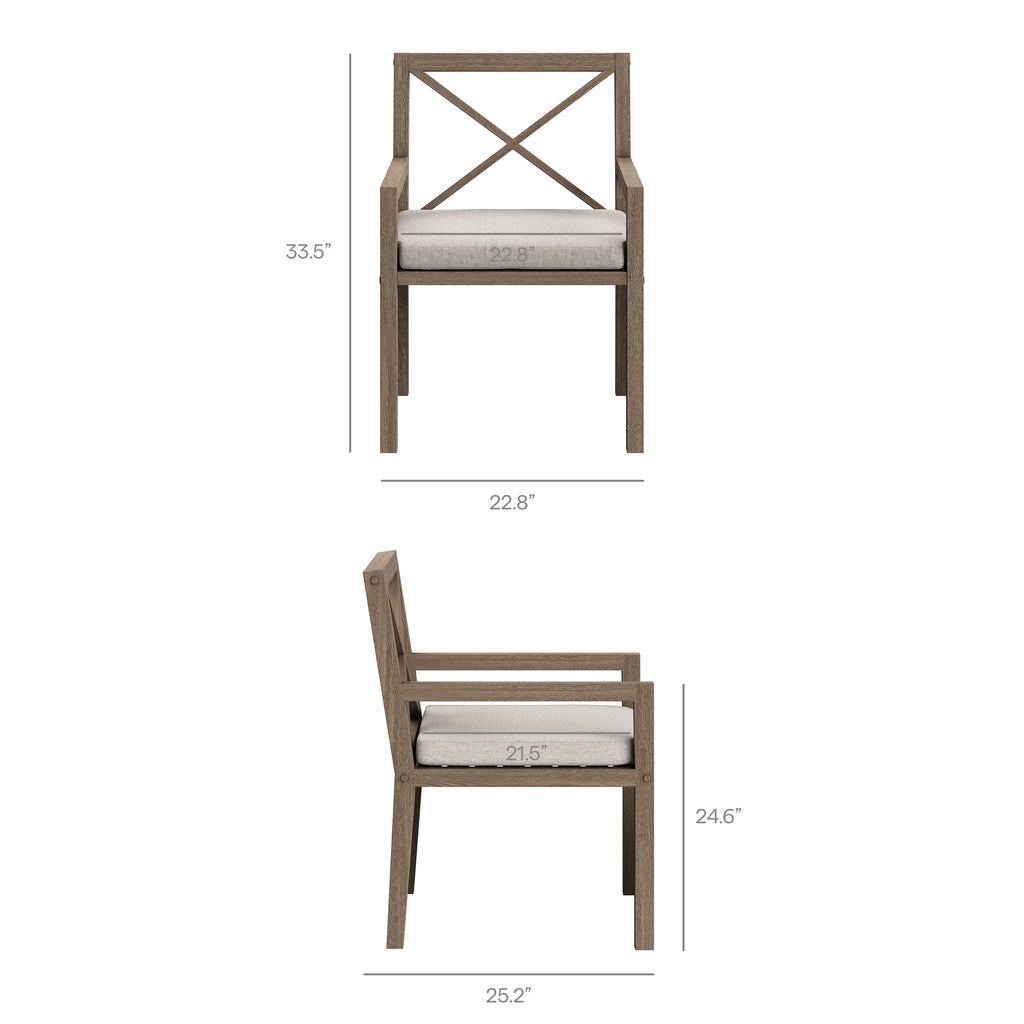 Northlake 7-Piece Outdoor Patio Teak Wood Dining Set - Weathered Gray Pebble