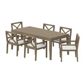 Northlake 7-Piece Outdoor Patio Teak Wood Dining Set - Weathered Gray White