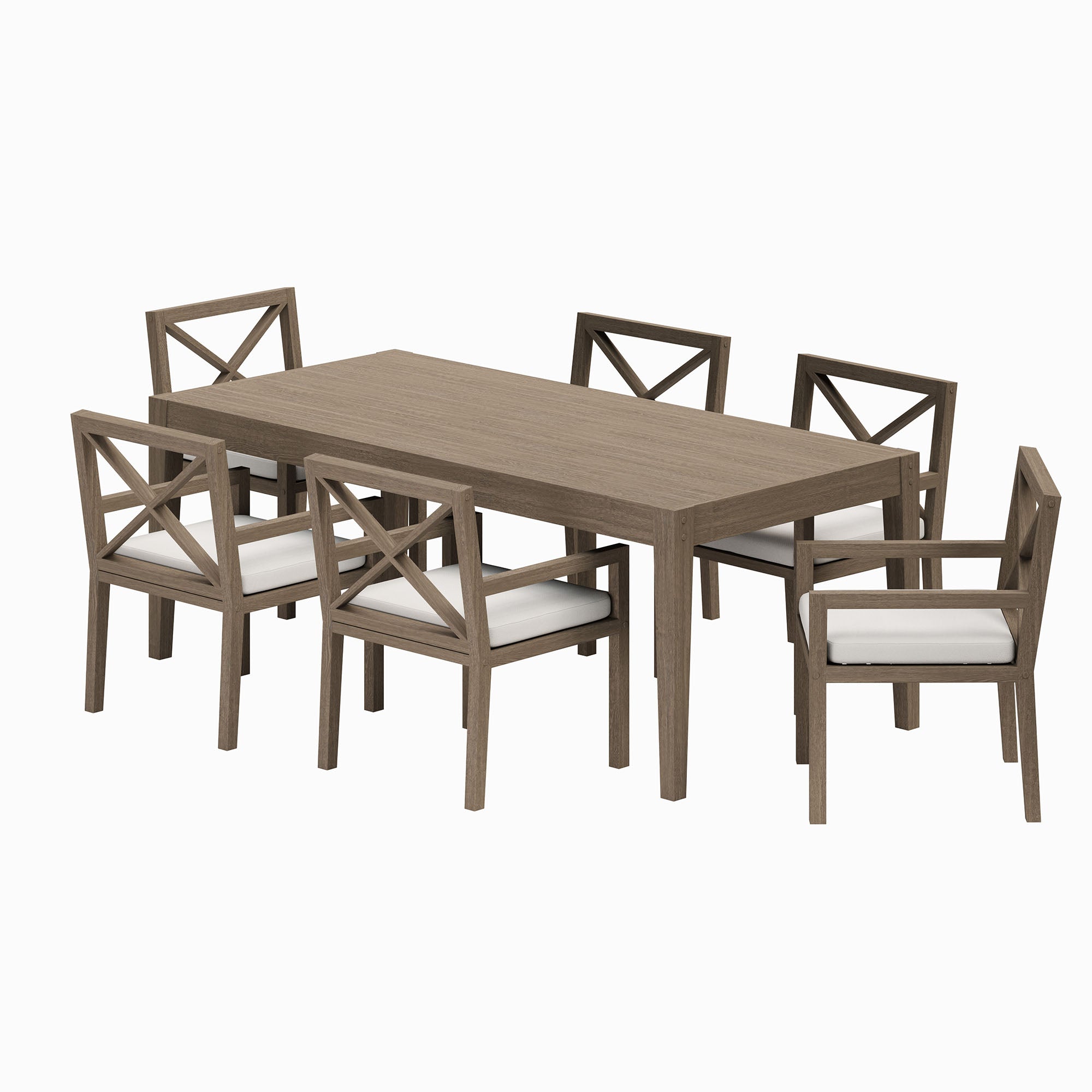 Northlake 7-Piece Outdoor Patio Teak Wood Dining Set - Weathered Gray White