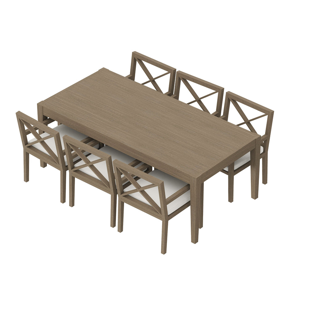 Northlake 7-Piece Outdoor Patio Teak Wood Dining Set - Weathered Gray White