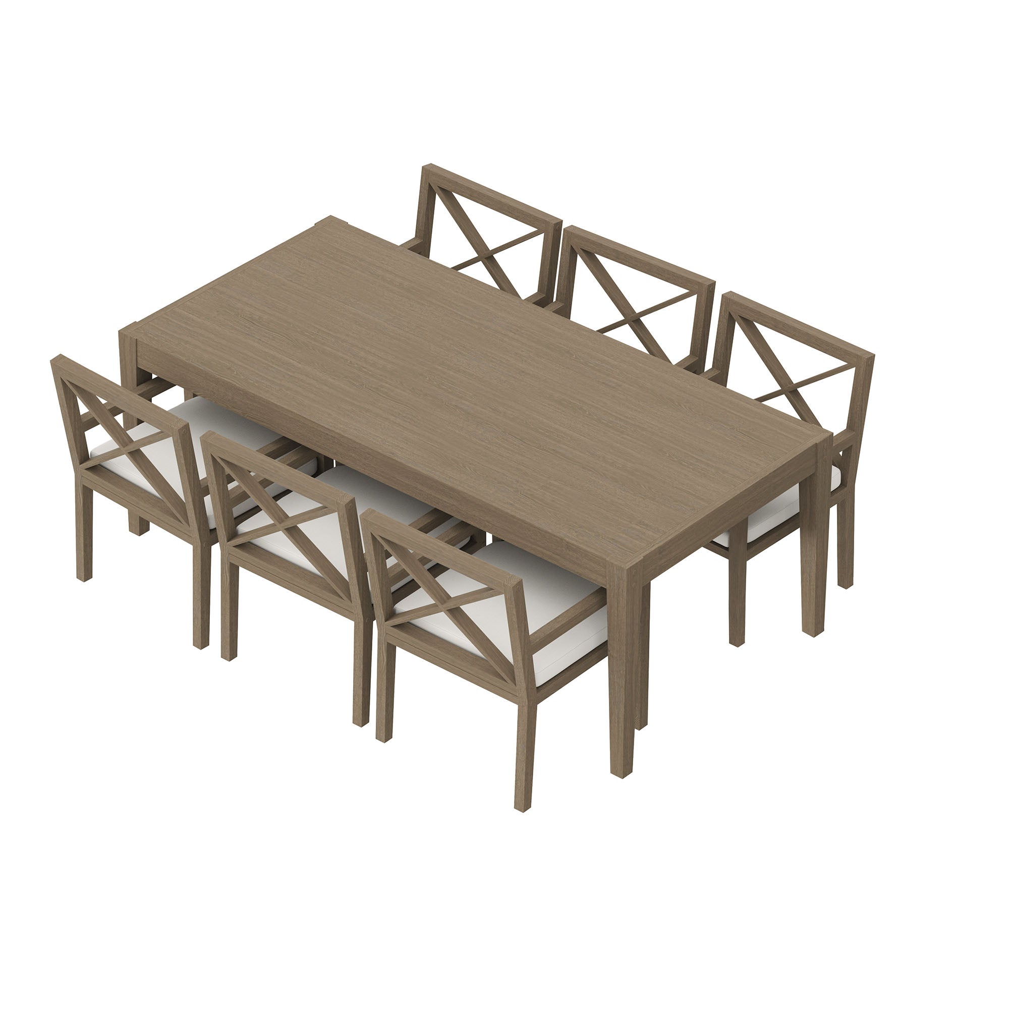 Northlake 7-Piece Outdoor Patio Teak Wood Dining Set - Weathered Gray White