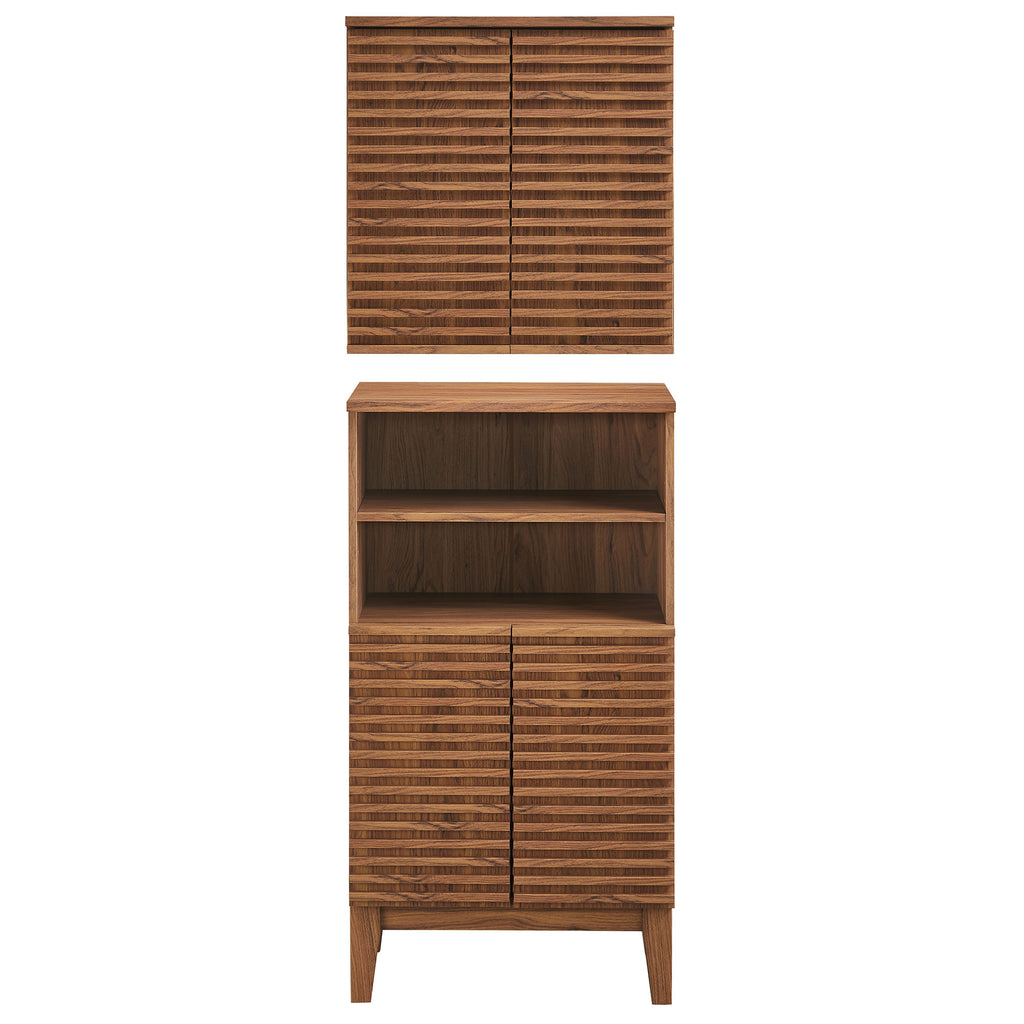 Render Bathroom Cabinet Set - Walnut