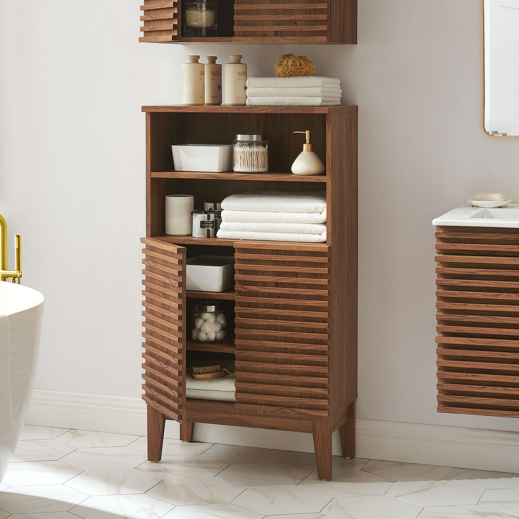 Render Bathroom Cabinet Set - Walnut