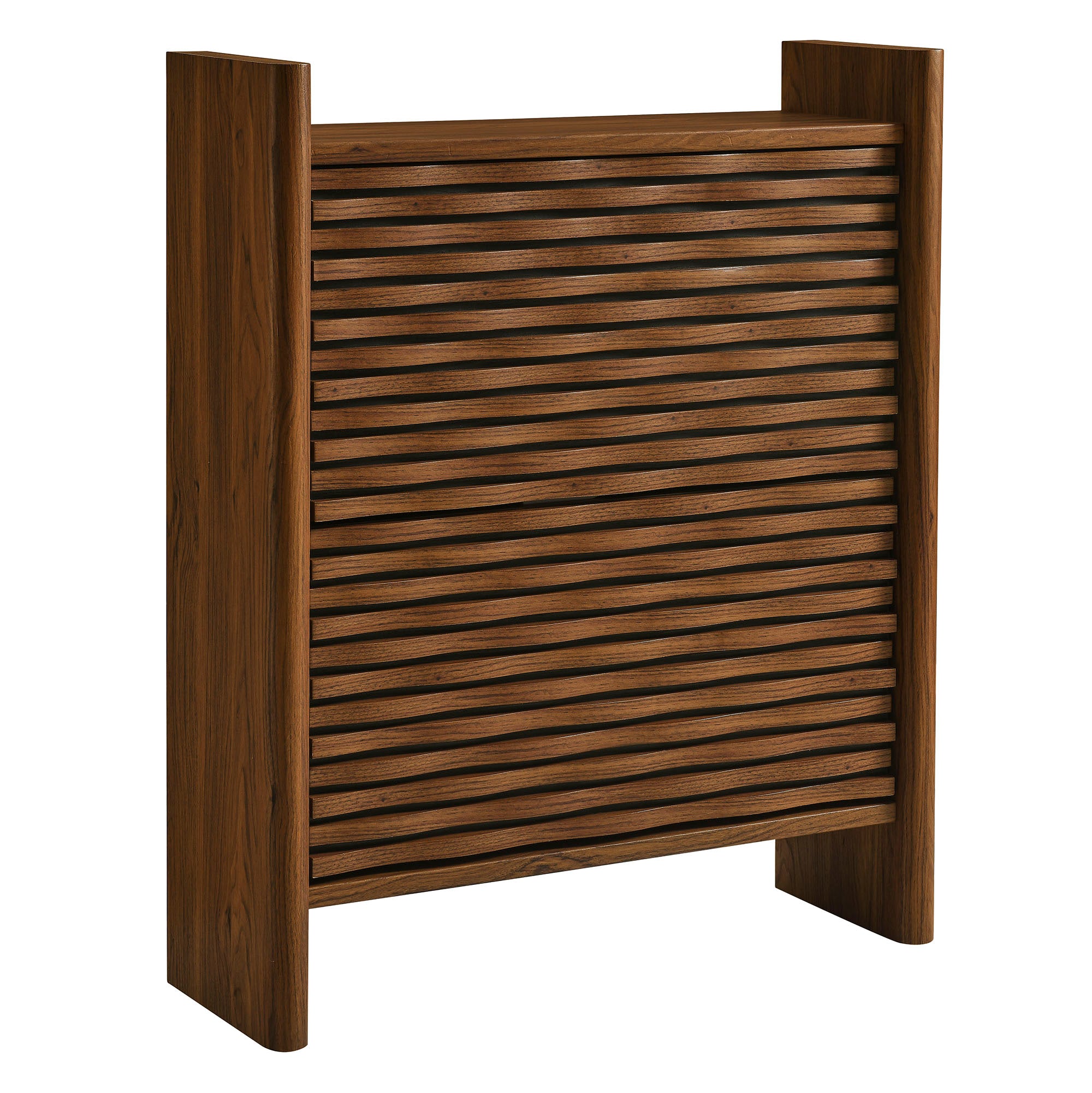 Emric Wave Shoe Cabinet - Walnut