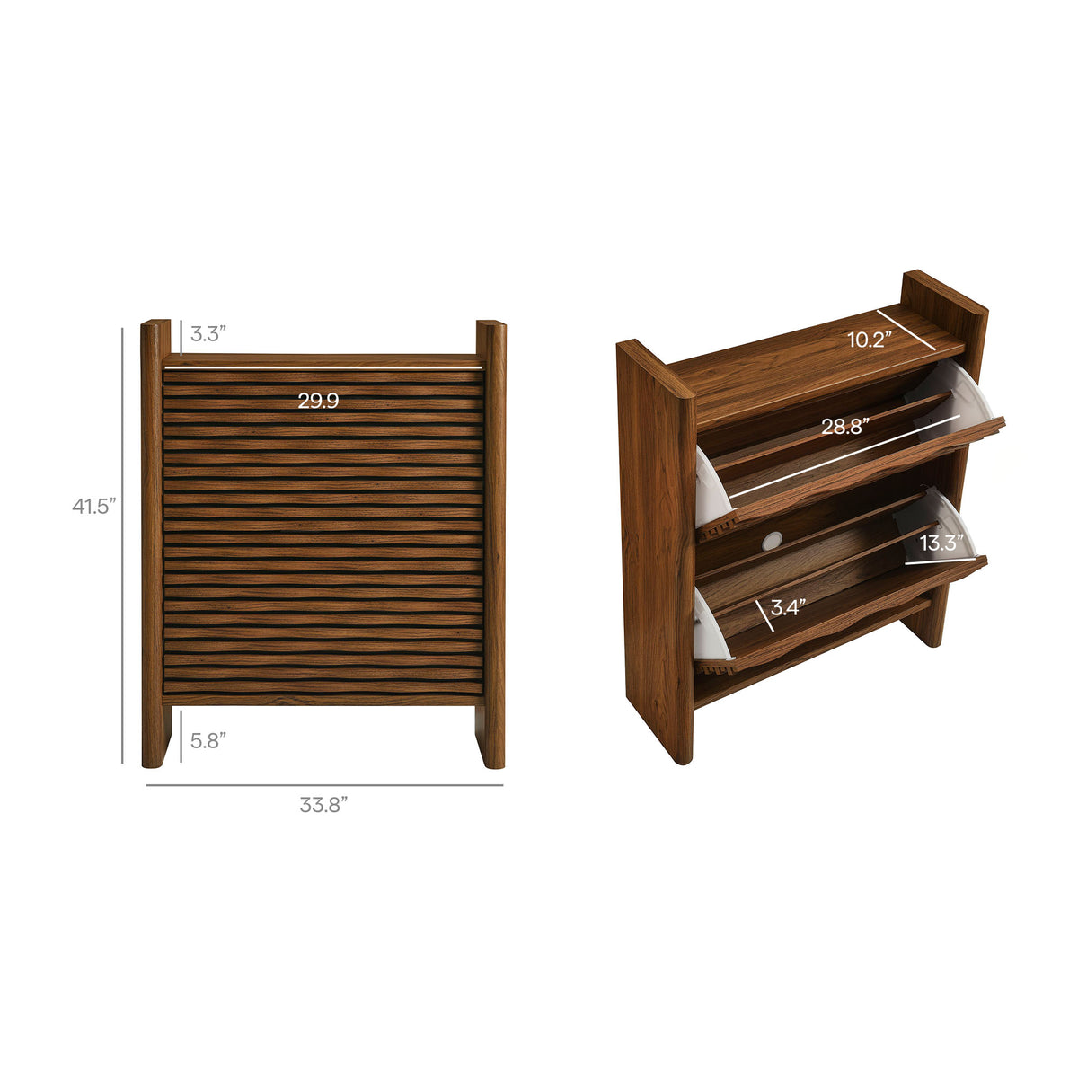 Emric Wave Shoe Cabinet - Walnut