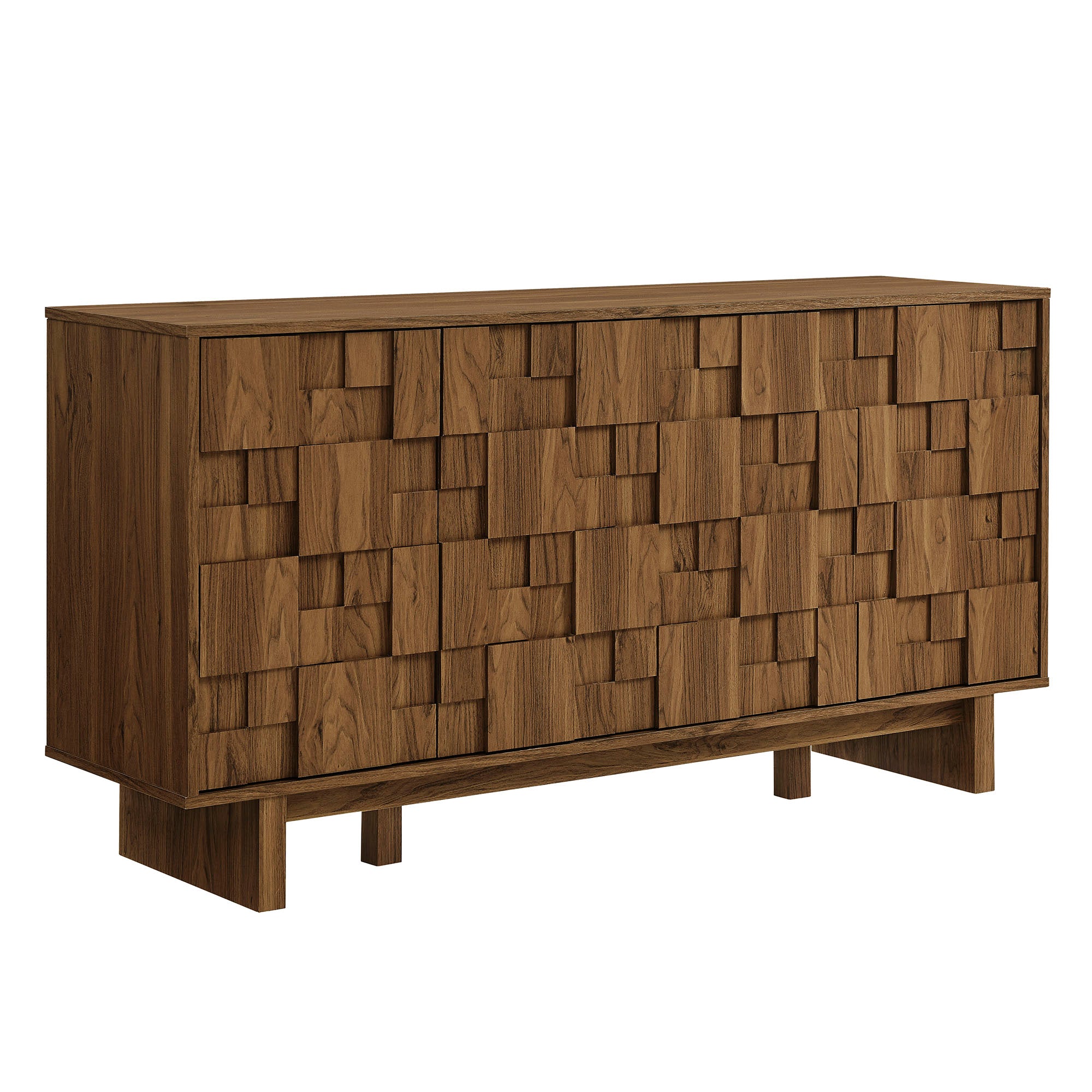Owen 59 Inch 4 Door Geometric Sideboard - Walnut