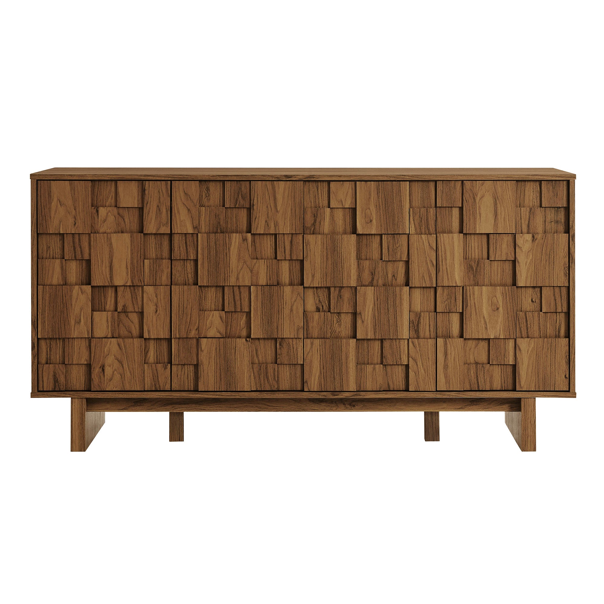 Owen 59 Inch 4 Door Geometric Sideboard - Walnut