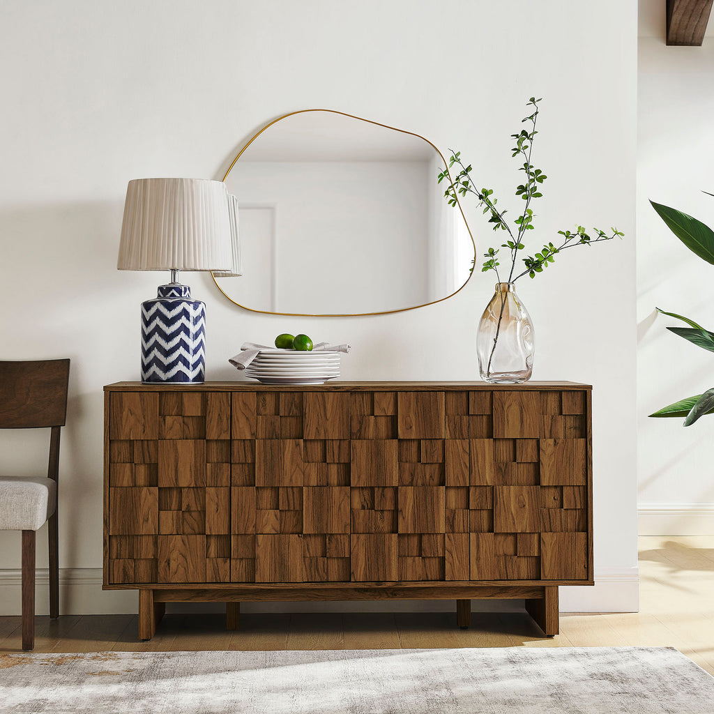 Owen 59 Inch 4 Door Geometric Sideboard - Walnut
