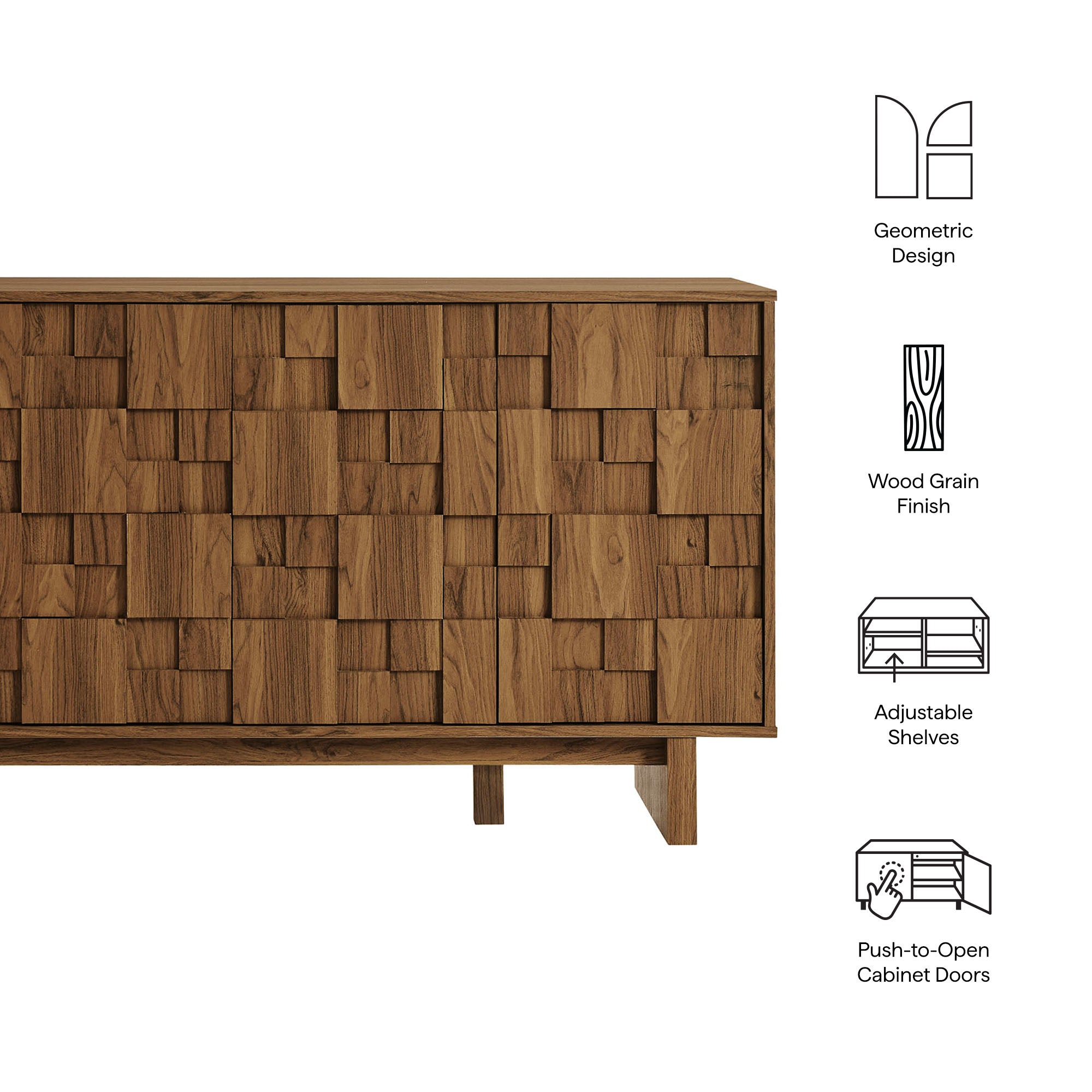 Owen 59 Inch 4 Door Geometric Sideboard - Walnut