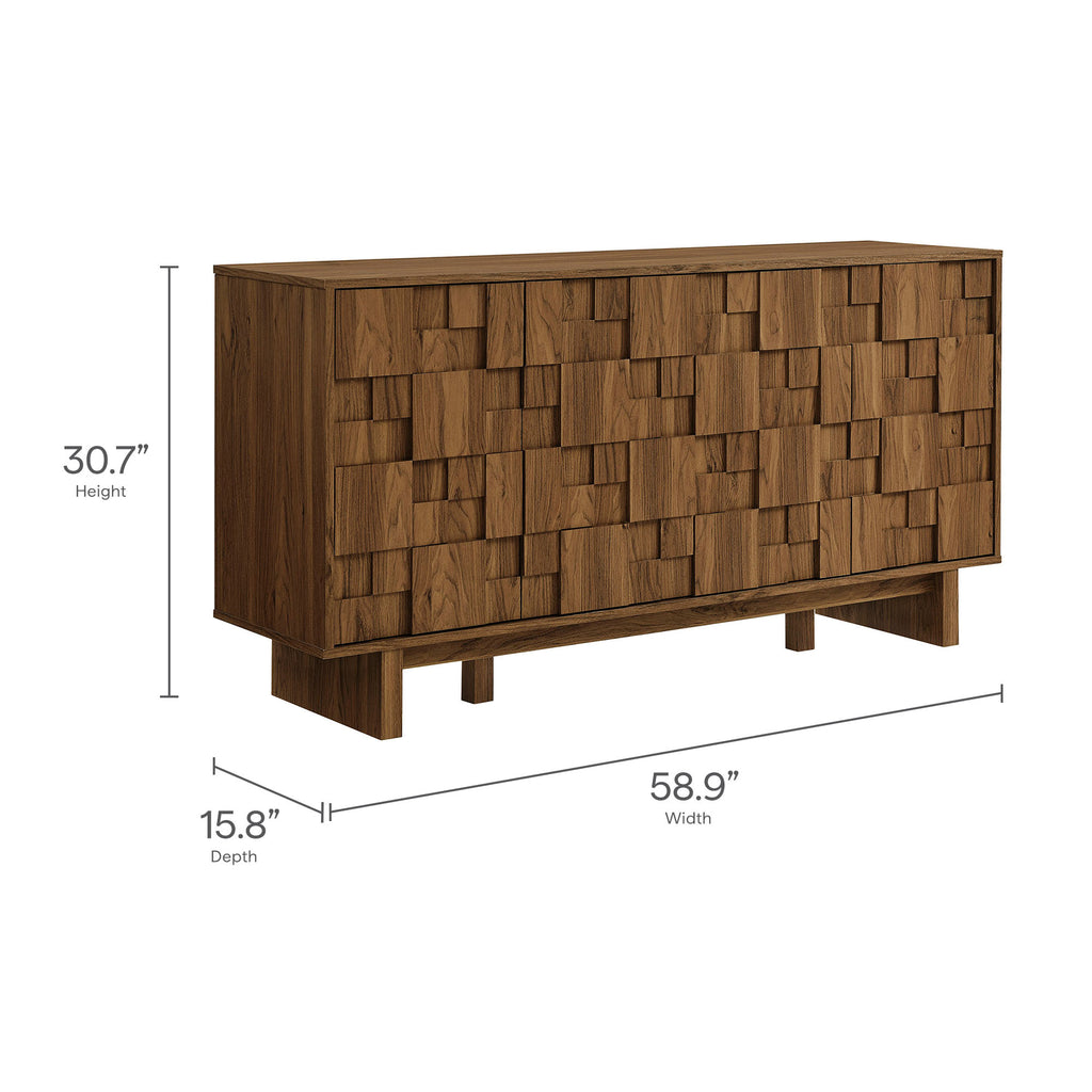 Owen 59 Inch 4 Door Geometric Sideboard - Walnut