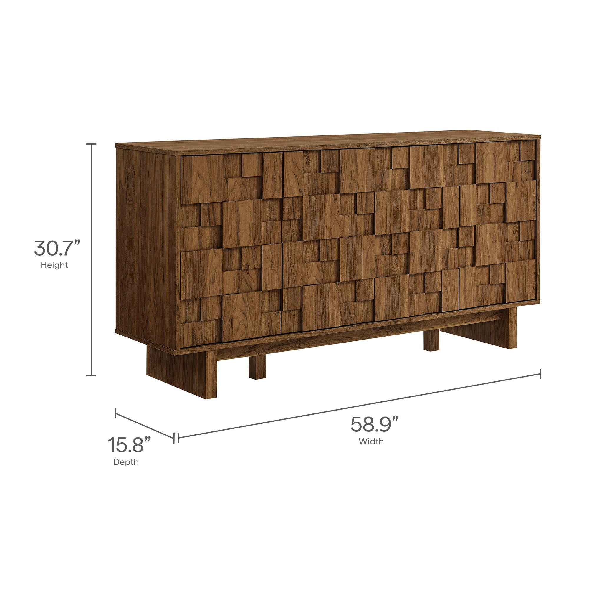 Owen 59 Inch 4 Door Geometric Sideboard - Walnut