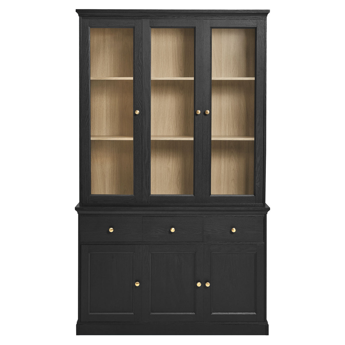 Amara 79 Inch Large Storage Display Cabinet - Black Oak
