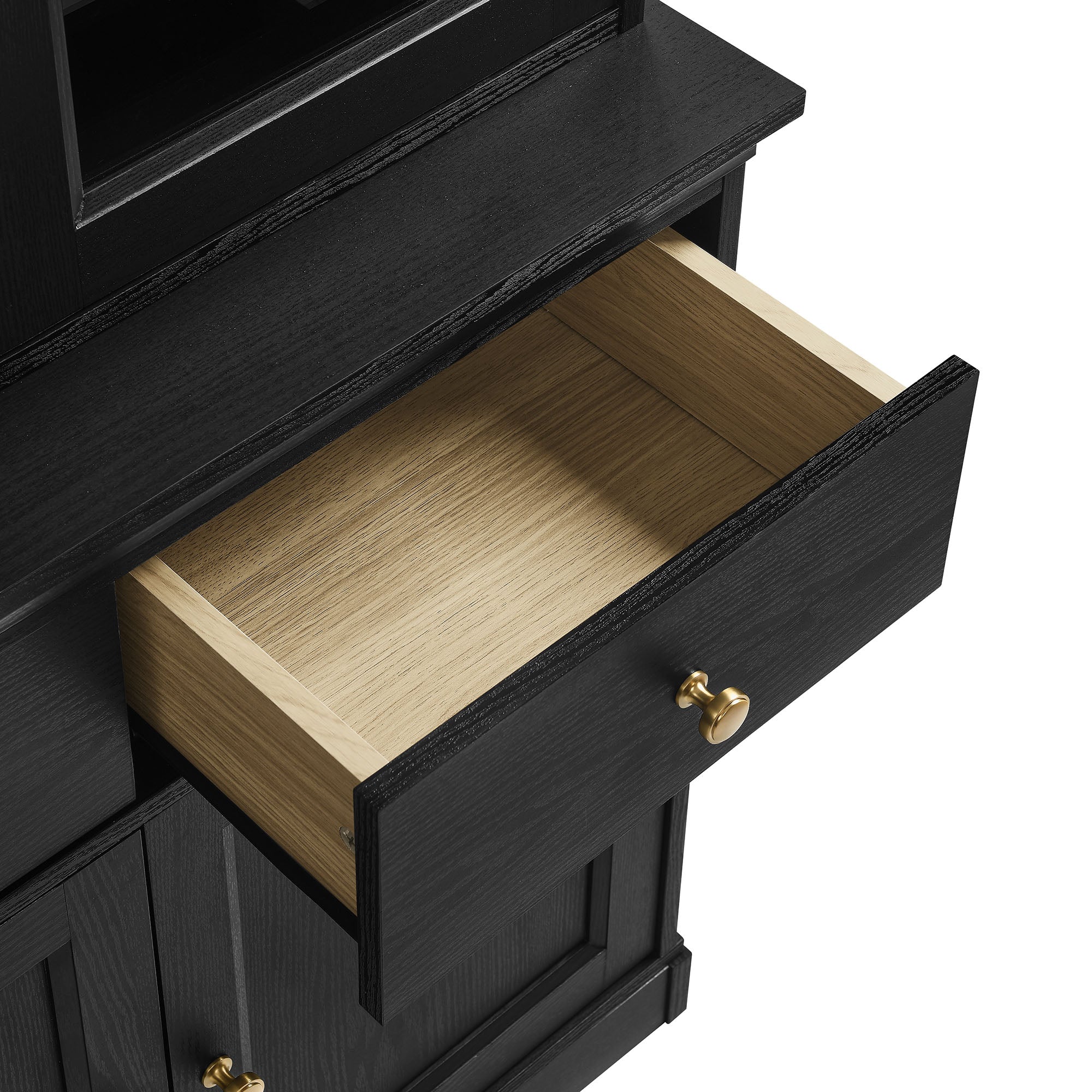 Amara 79 Inch Large Storage Display Cabinet - Black Oak