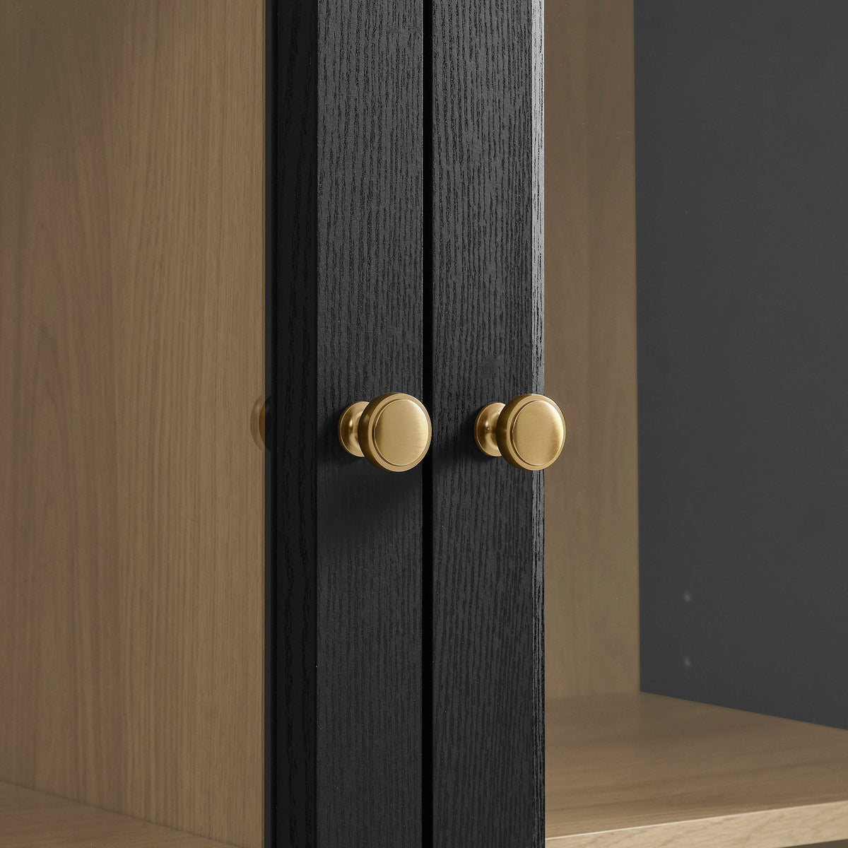 Amara 79 Inch Large Storage Display Cabinet - Black Oak