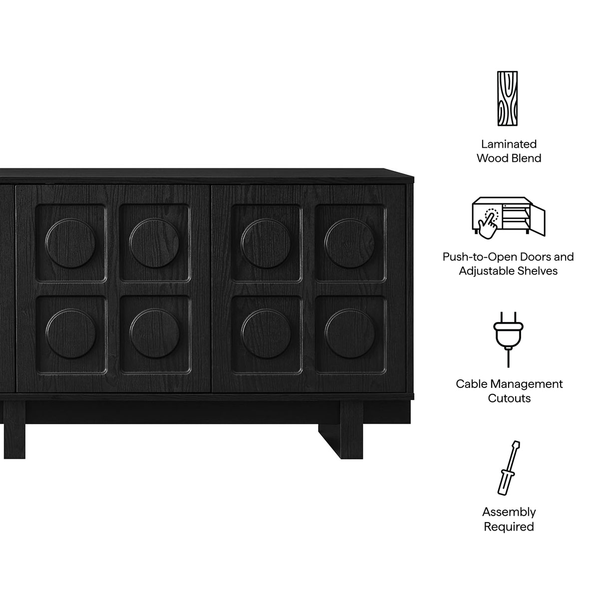 Knox 71 Inch TV Stand - Black
