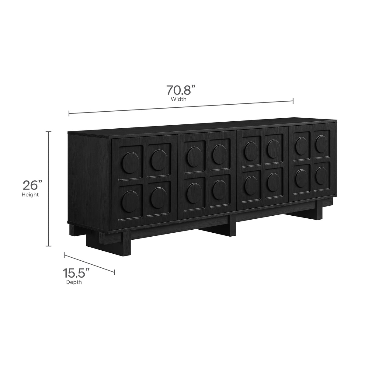 Knox 71 Inch TV Stand - Black