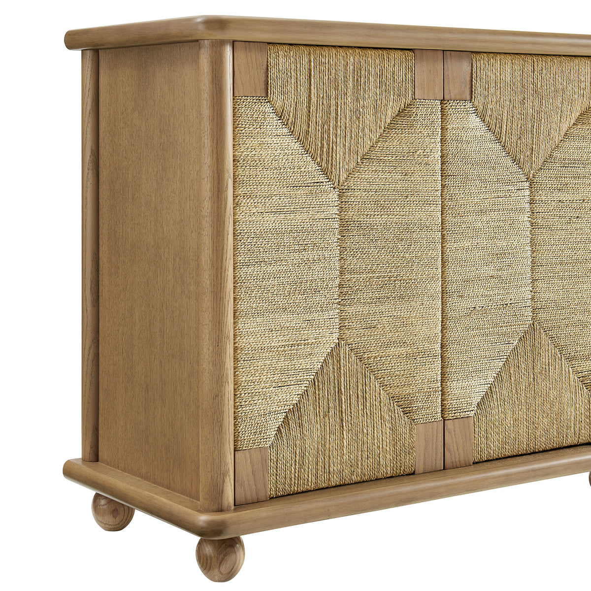 Marola 71 Inch Oak Wood Seagrass Sideboard