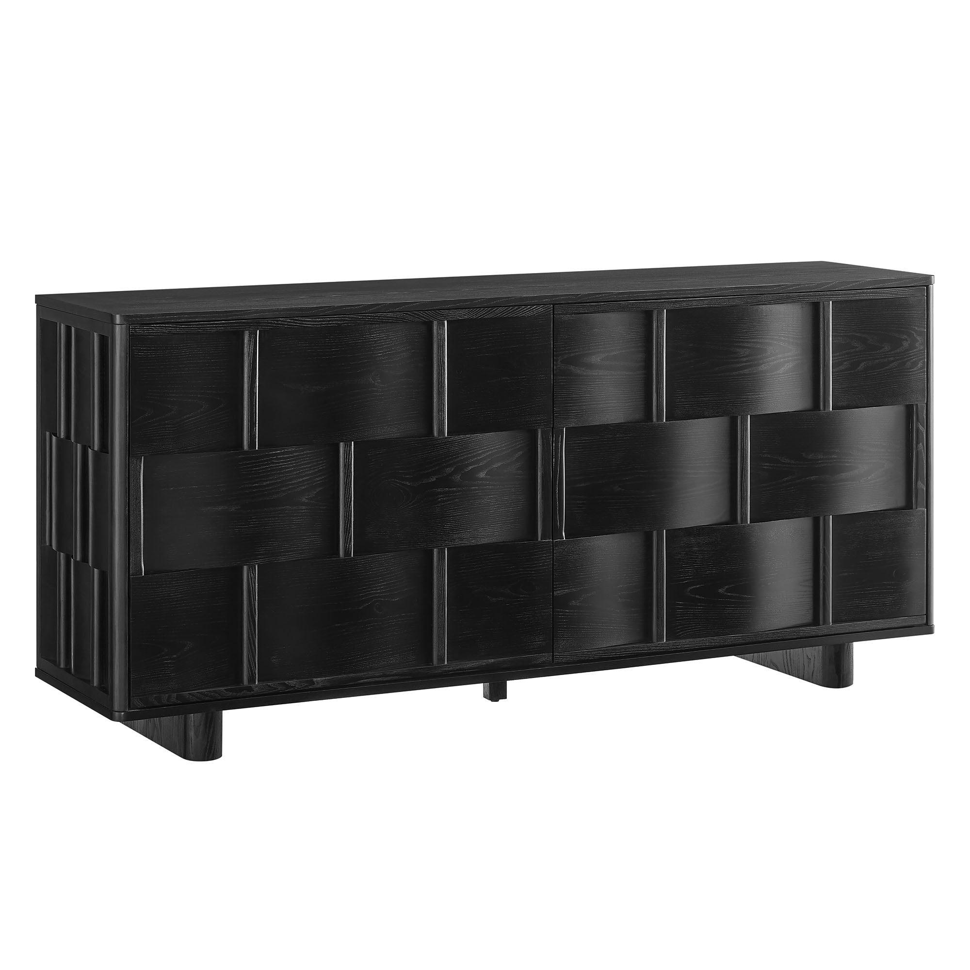 Foundry 71" Woven Design Buffet Storage Cabinet - Black