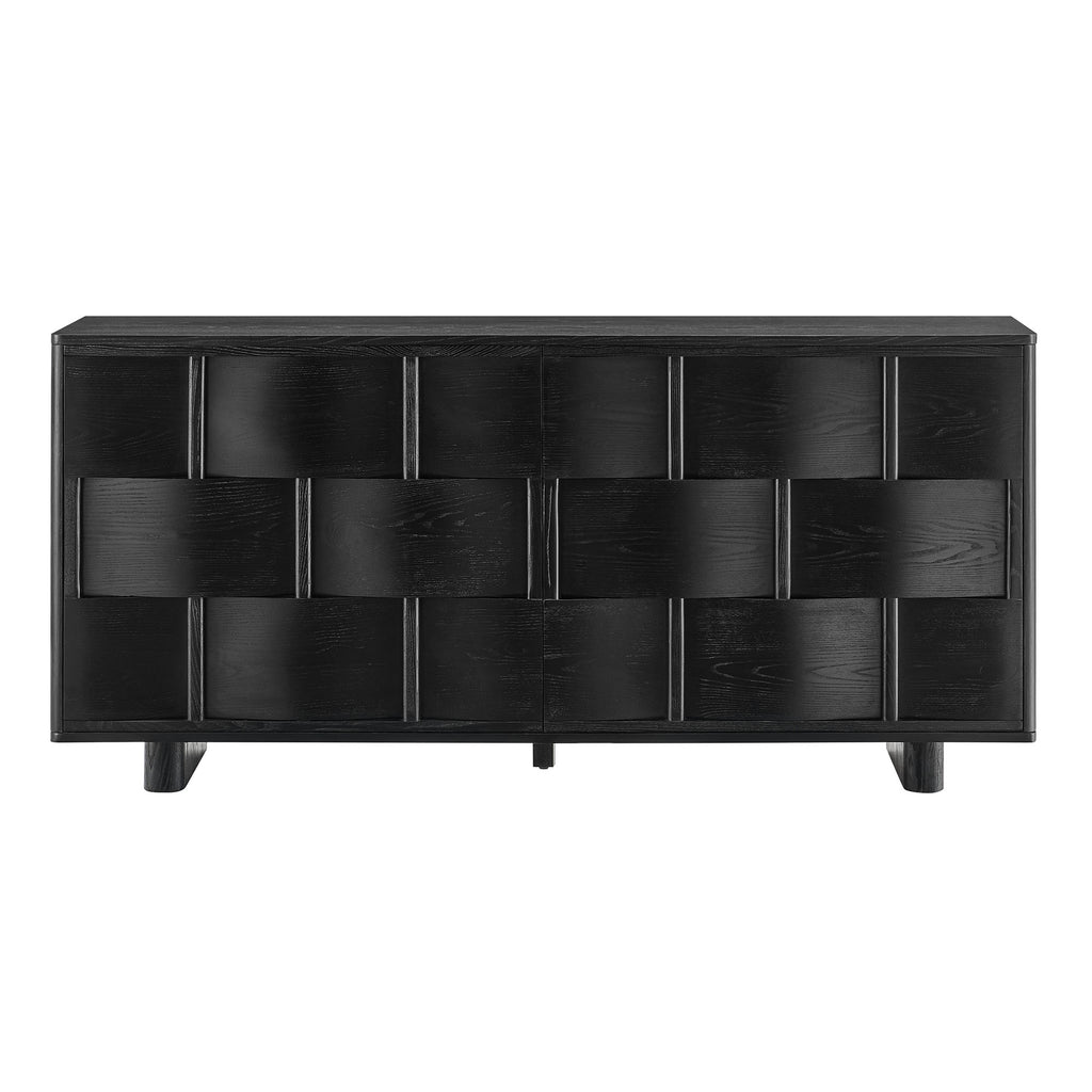 Foundry 71" Woven Design Buffet Storage Cabinet - Black