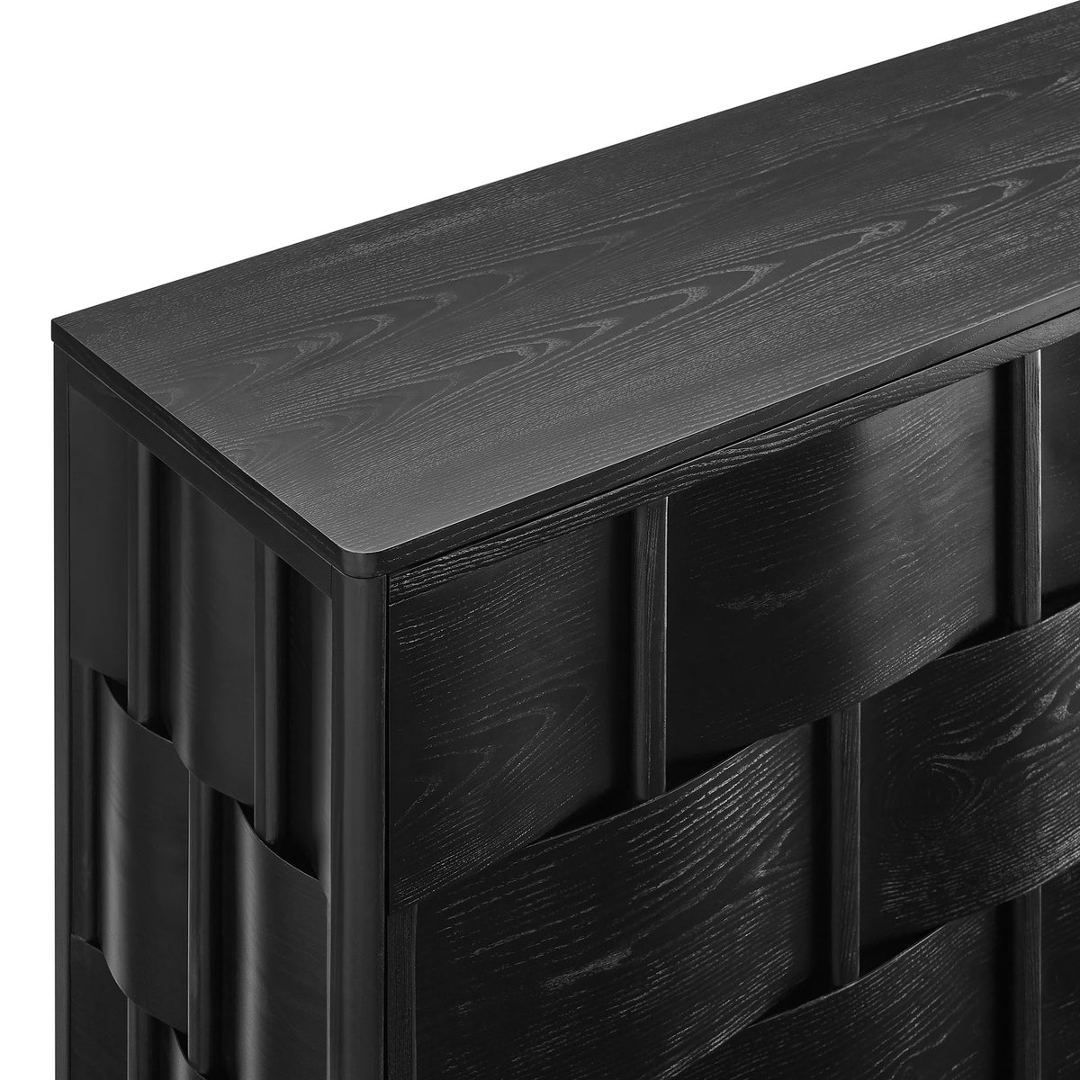 Foundry 71" Woven Design Buffet Storage Cabinet - Black