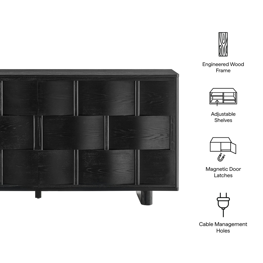 Foundry 71" Woven Design Buffet Storage Cabinet - Black