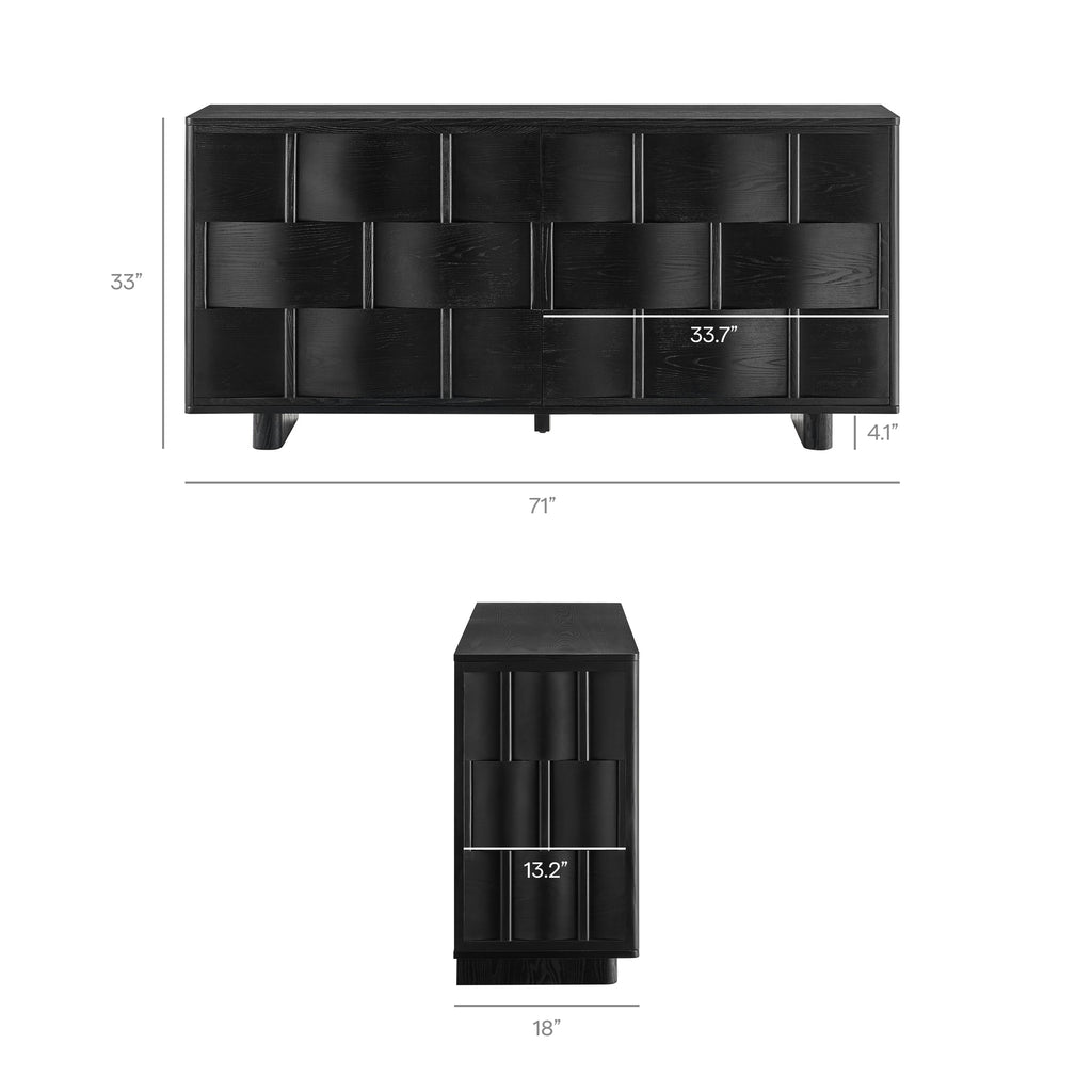 Foundry 71" Woven Design Buffet Storage Cabinet - Black