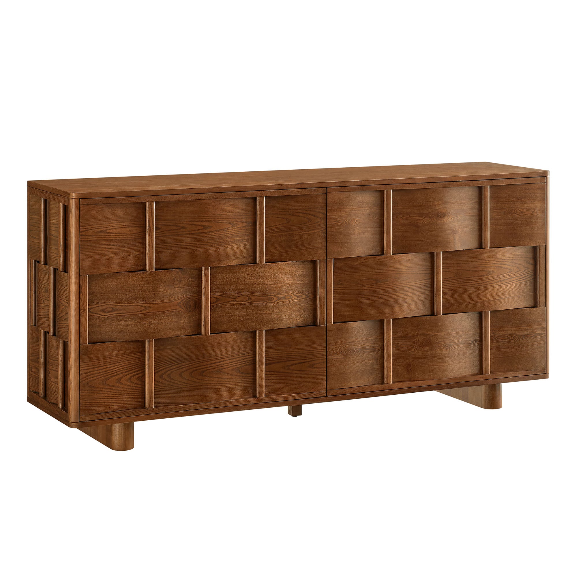 Foundry 71" Woven Design Buffet Storage Cabinet - Walnut