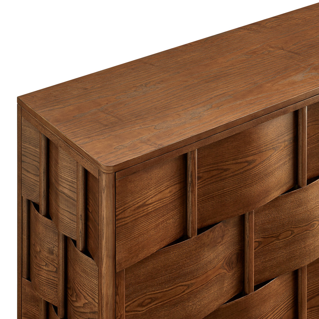 Foundry 71" Woven Design Buffet Storage Cabinet - Walnut