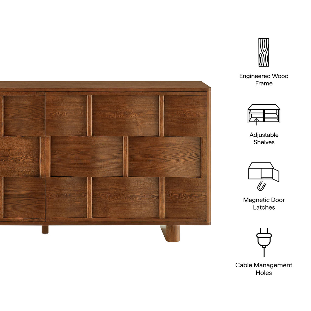 Foundry 71" Woven Design Buffet Storage Cabinet - Walnut