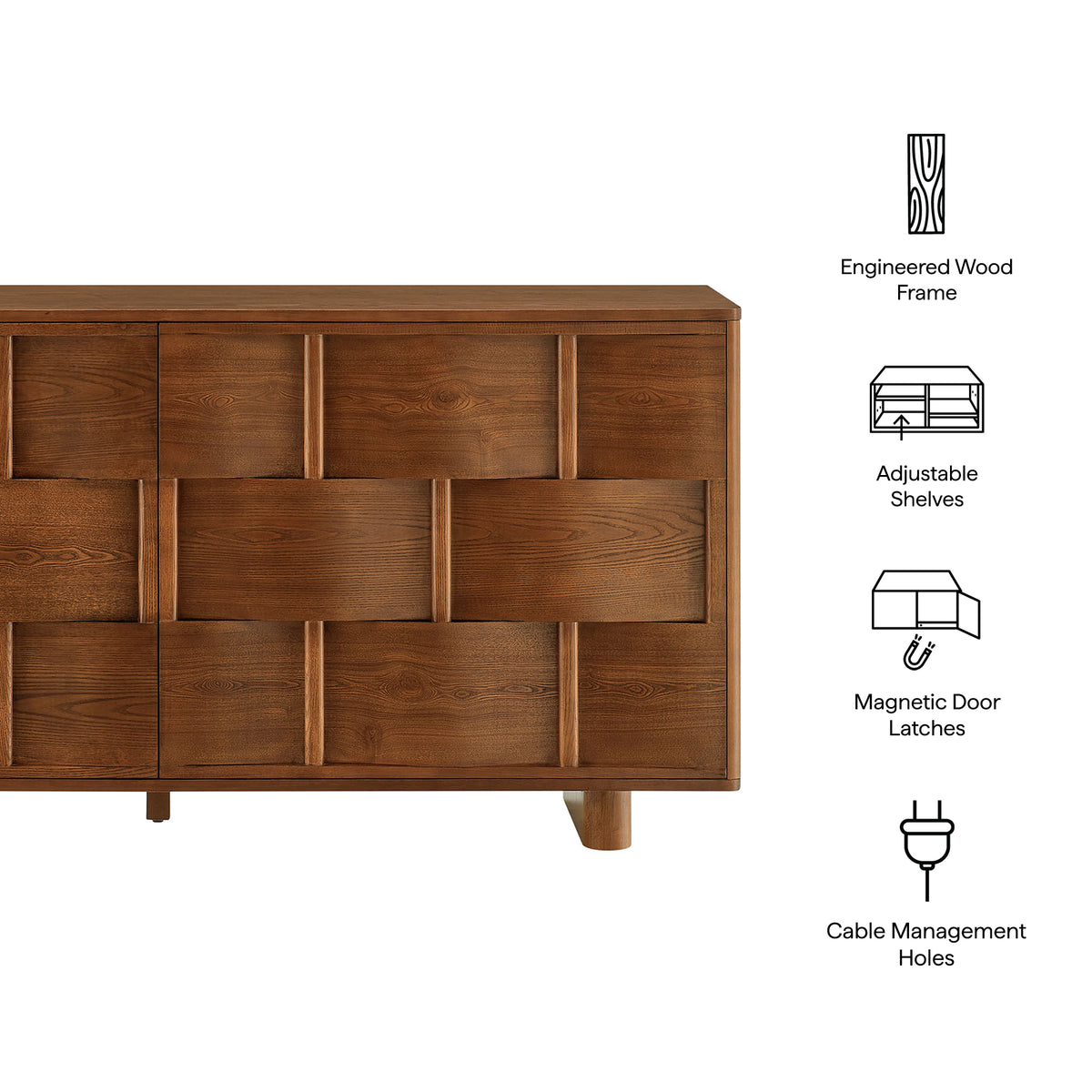 Foundry 71" Woven Design Buffet Storage Cabinet - Walnut