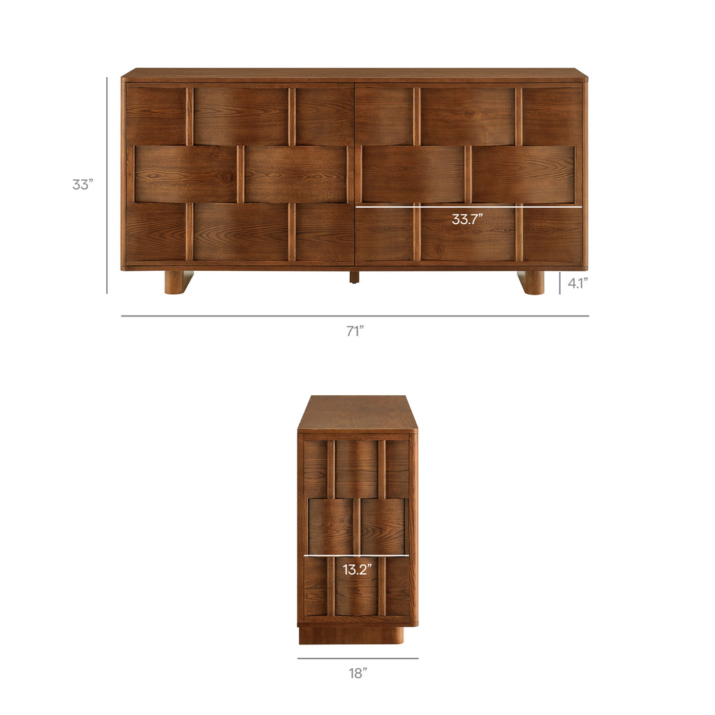 Foundry 71" Woven Design Buffet Storage Cabinet - Walnut
