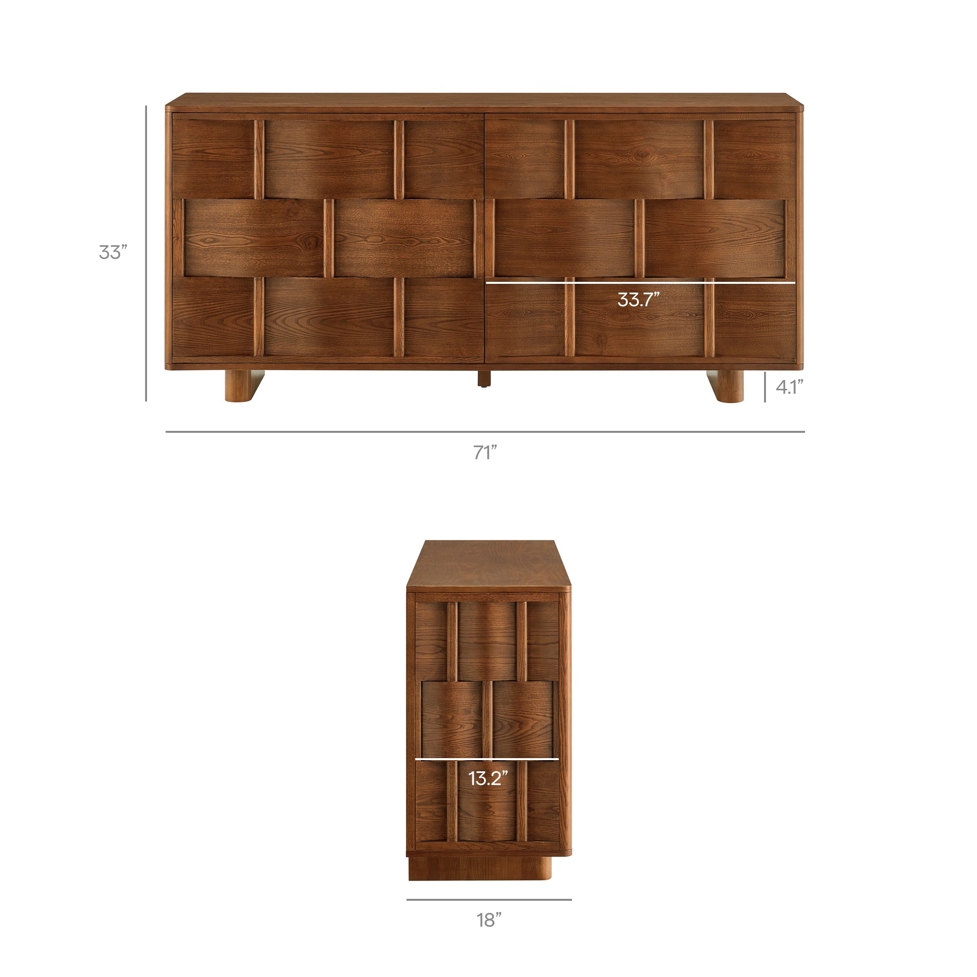 Foundry 71" Woven Design Buffet Storage Cabinet - Walnut