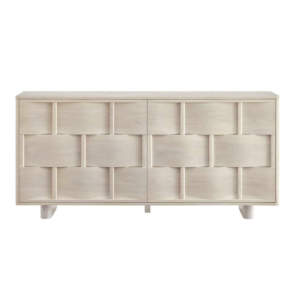Foundry 71" Woven Design Buffet Storage Cabinet - White Wash