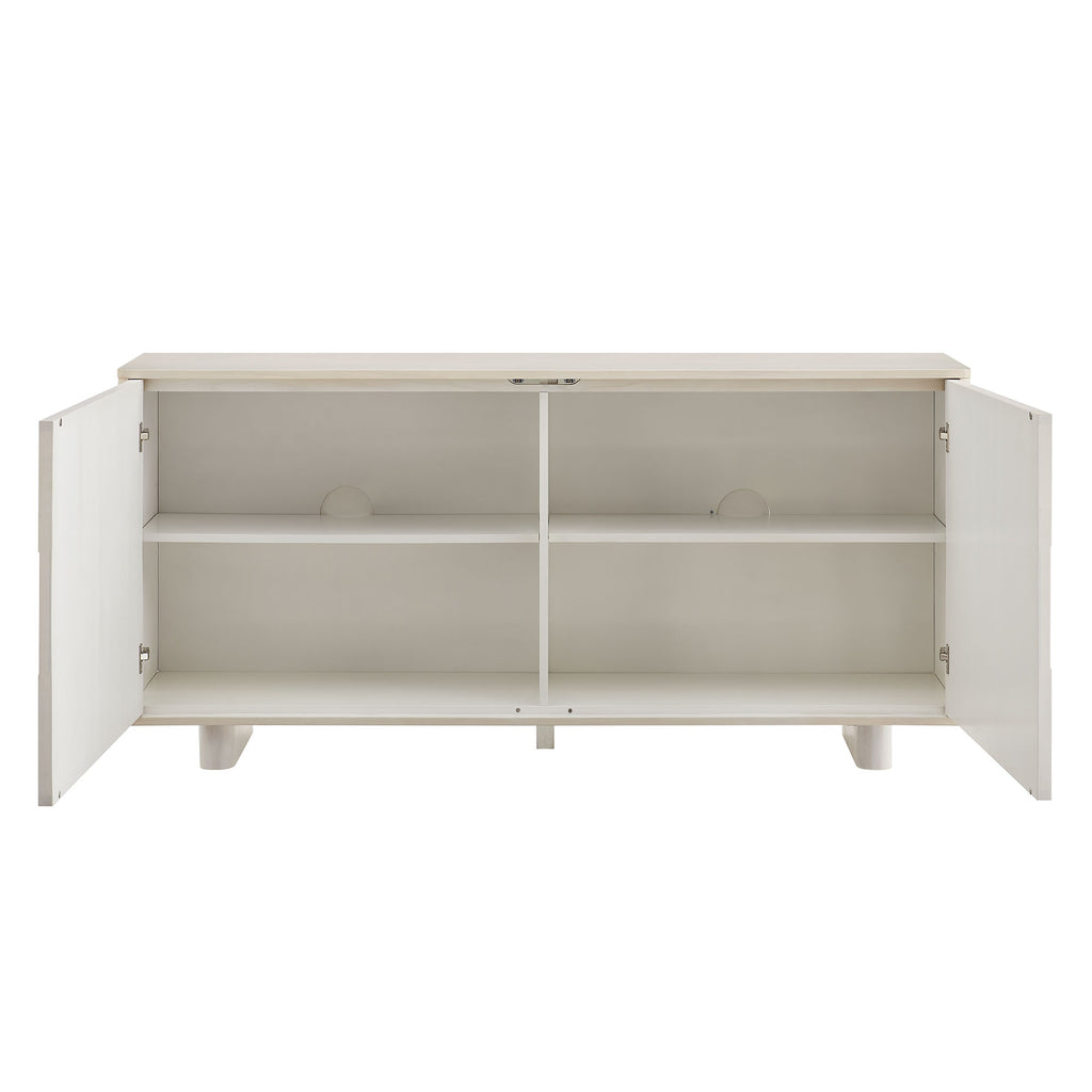 Foundry 71" Woven Design Buffet Storage Cabinet - White Wash