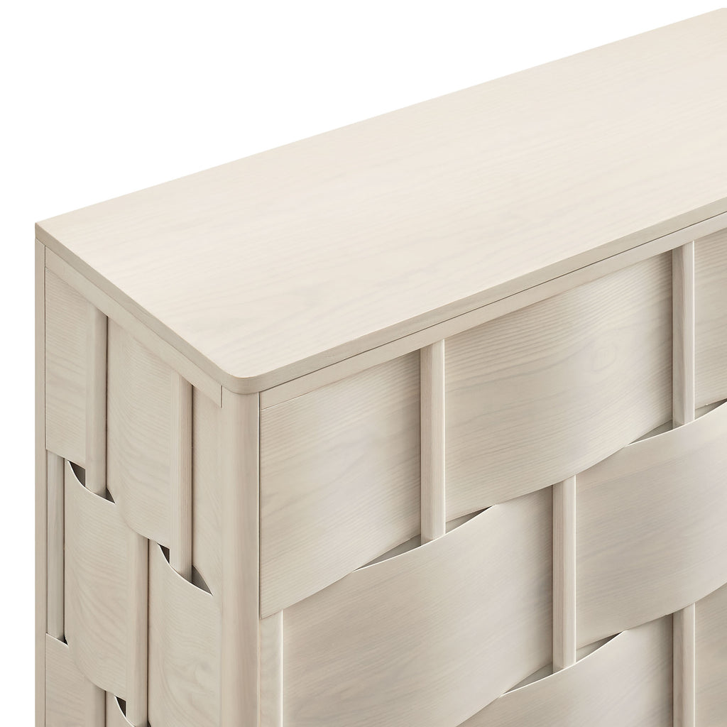 Foundry 71" Woven Design Buffet Storage Cabinet - White Wash