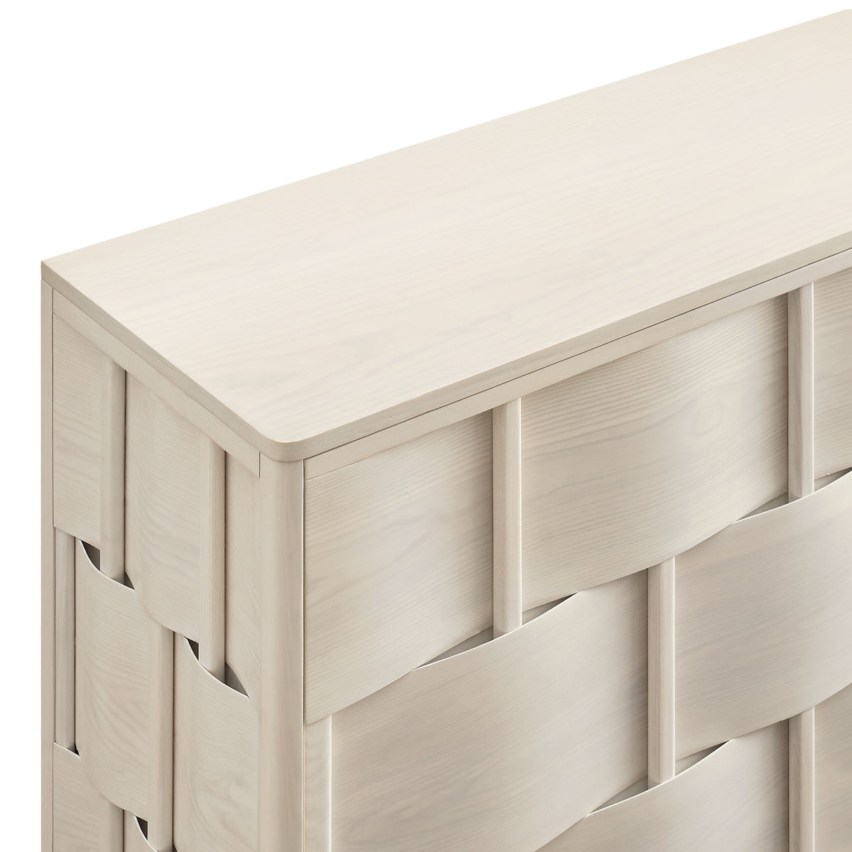 Foundry 71" Woven Design Buffet Storage Cabinet - White Wash
