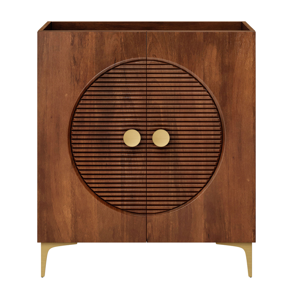 Vernon 30" Fluted Wood Vanity Cabinet Without Sink - Walnut