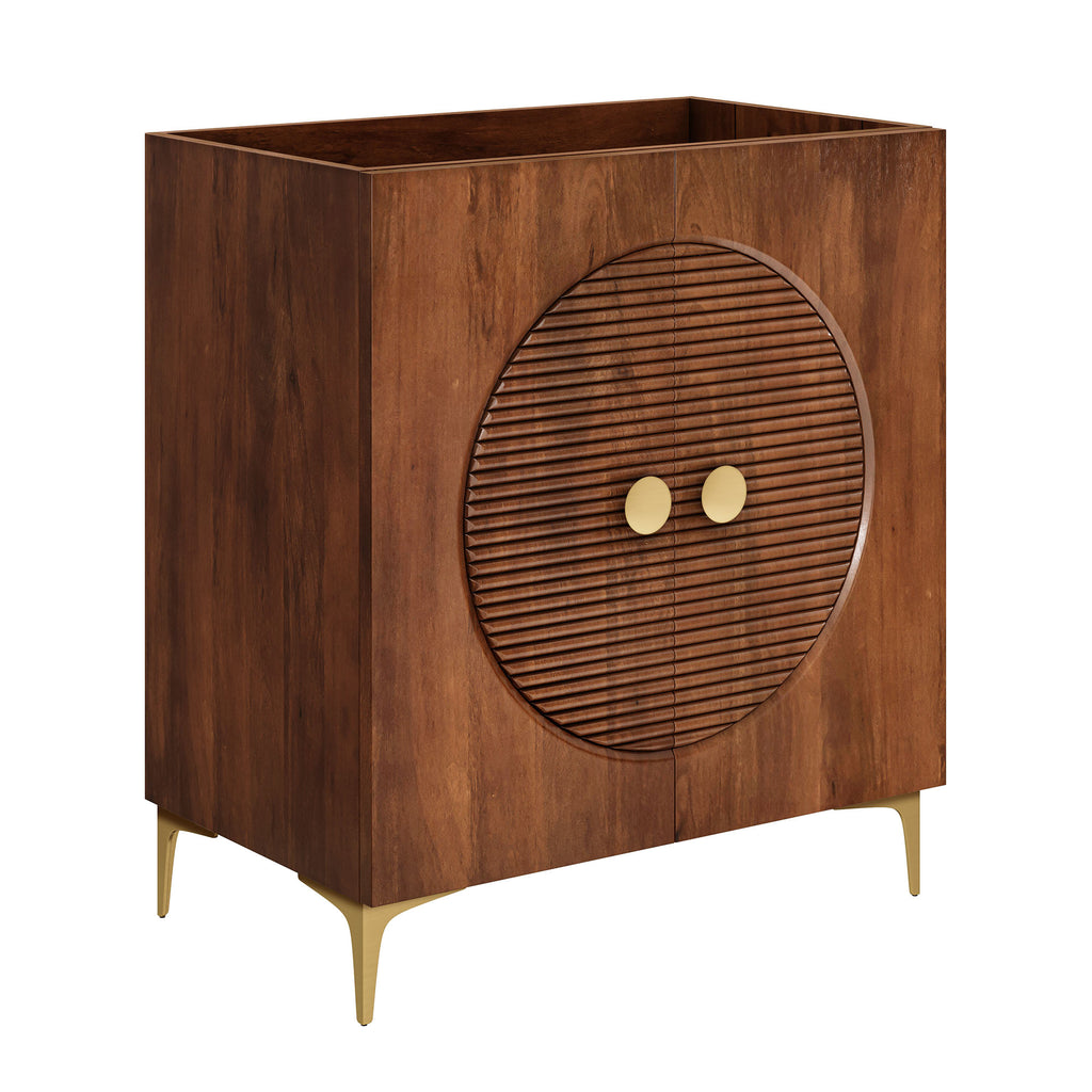 Vernon 30" Fluted Wood Vanity Cabinet Without Sink - Walnut