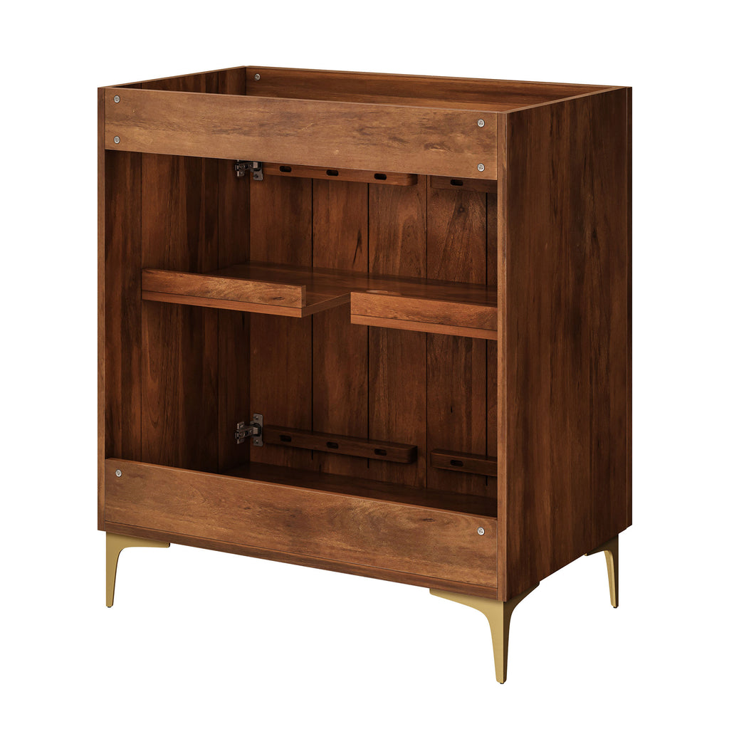 Vernon 30" Fluted Wood Vanity Cabinet Without Sink - Walnut