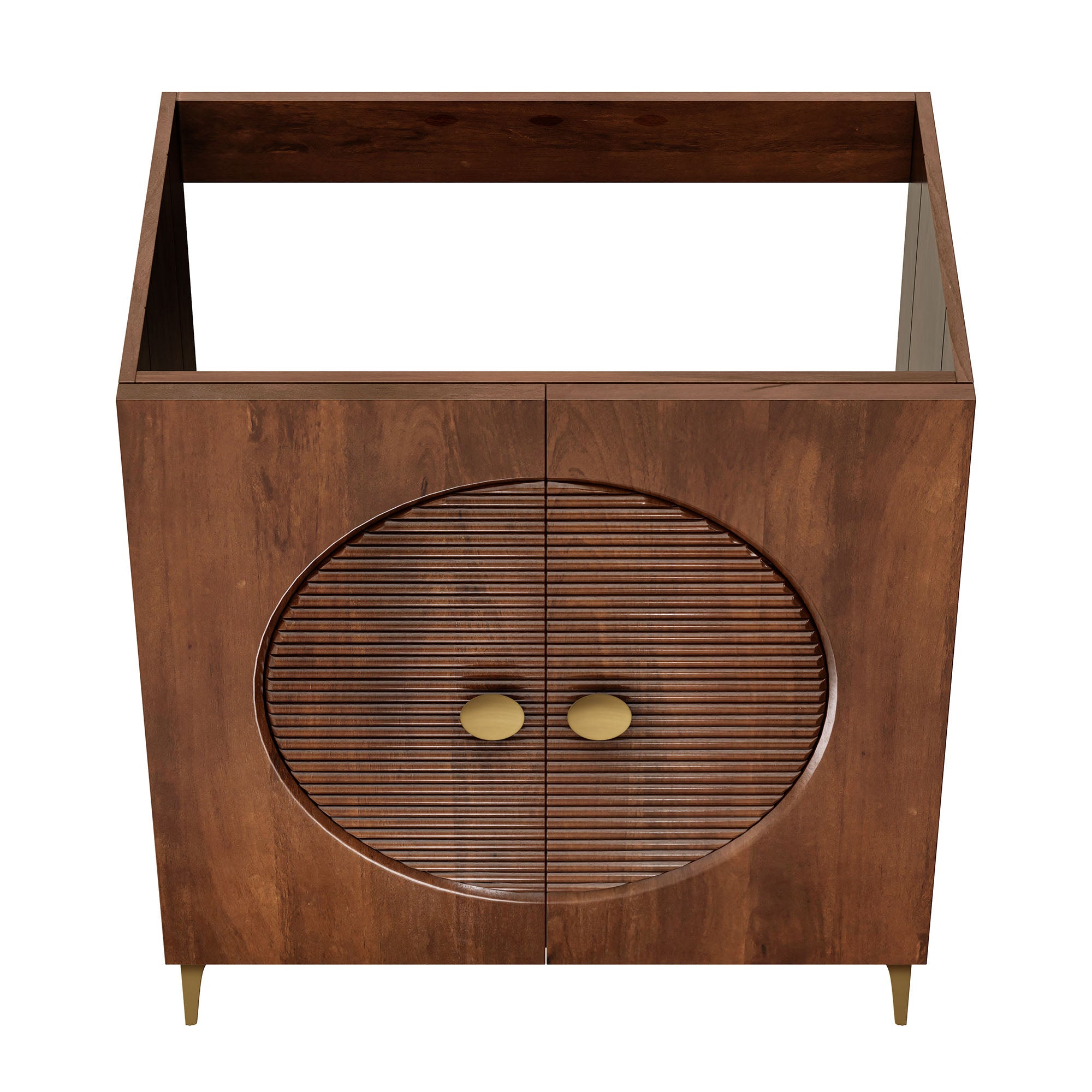 Vernon 30" Fluted Wood Vanity Cabinet Without Sink - Walnut
