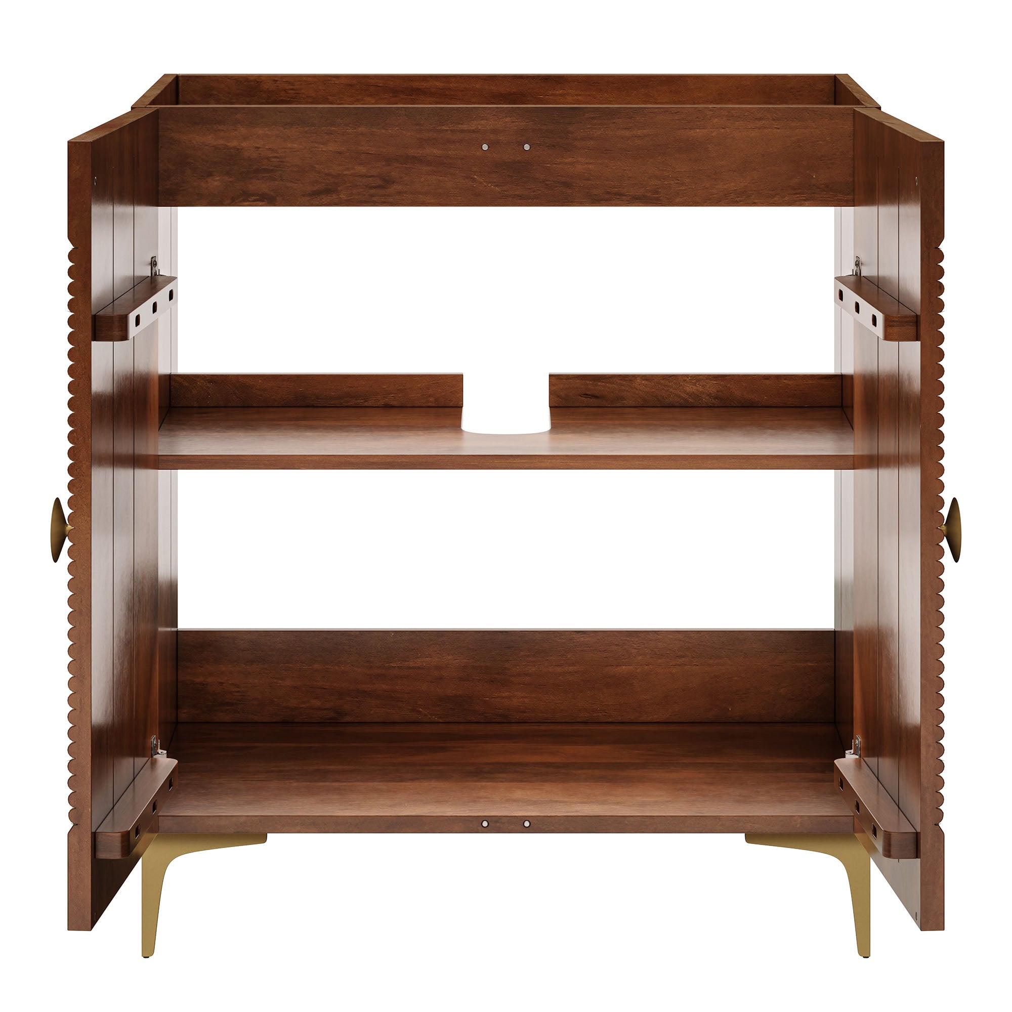 Vernon 30" Fluted Wood Vanity Cabinet Without Sink - Walnut