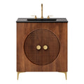 Vernon 30" Fluted Wood Vanity Cabinet With Sink - Walnut Black