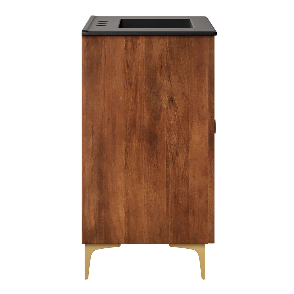Vernon 30" Fluted Wood Vanity Cabinet With Sink - Walnut Black