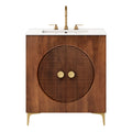 Vernon 30" Fluted Wood Vanity Cabinet With Sink - Walnut White